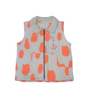 New Noe & Zoe Berlin Kids Size 10 Waistcoat Quilted Vest Neon Orange Drops